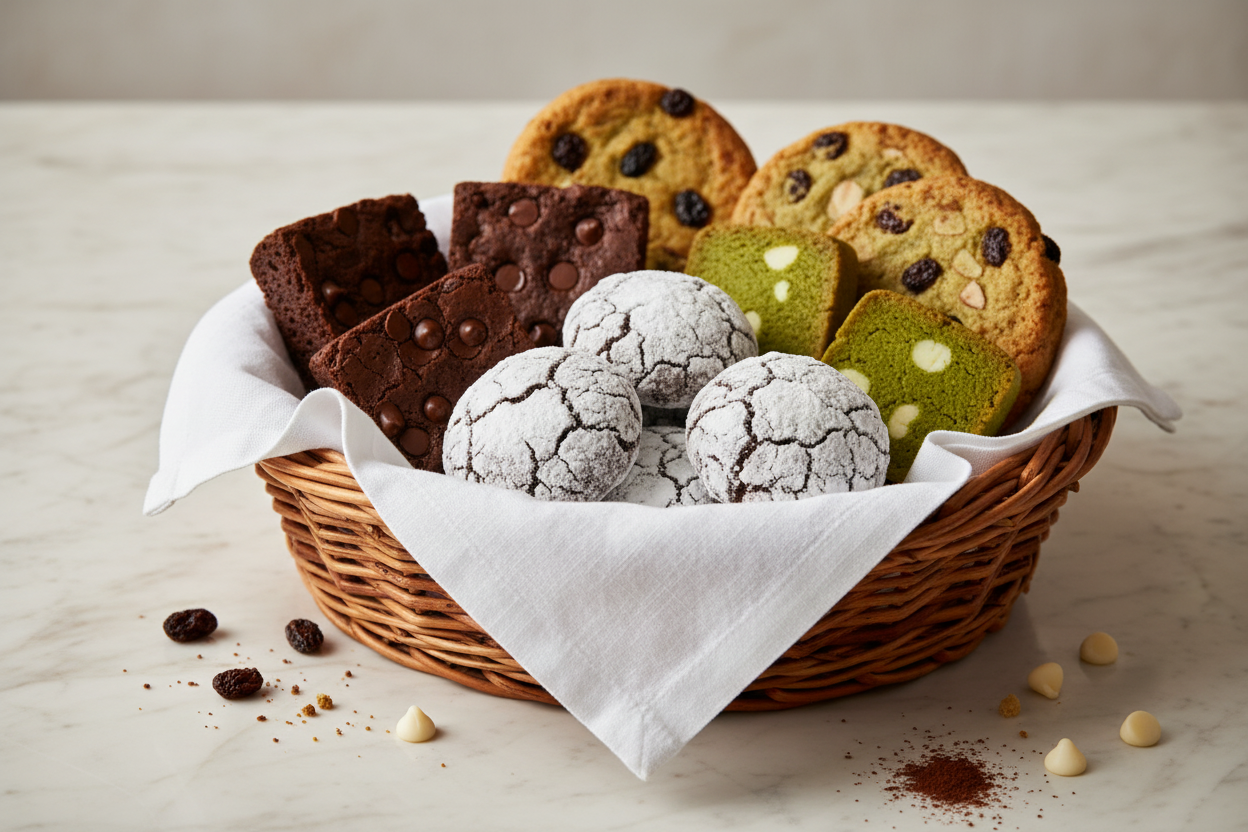 Panier artisanal de pâtisseries