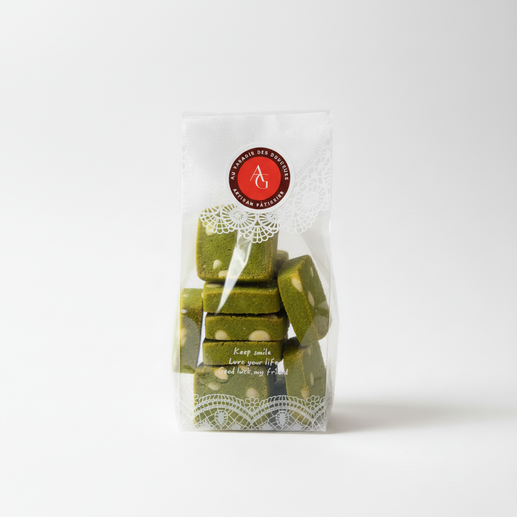Sablés matcha carrés emballage