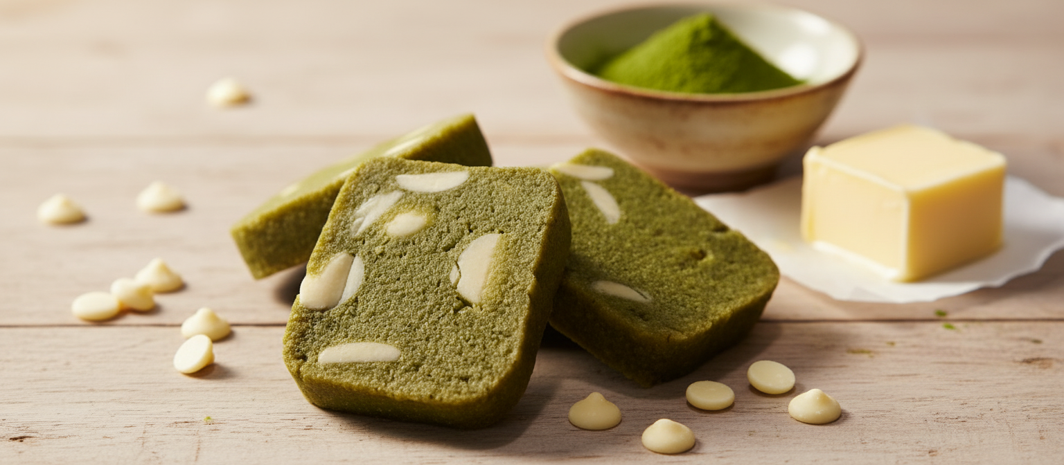 Sablés matcha verts avec ingrédients